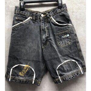 Mecca Boys Denim Bermuda Shorts Size 8  Gray Black Embellished